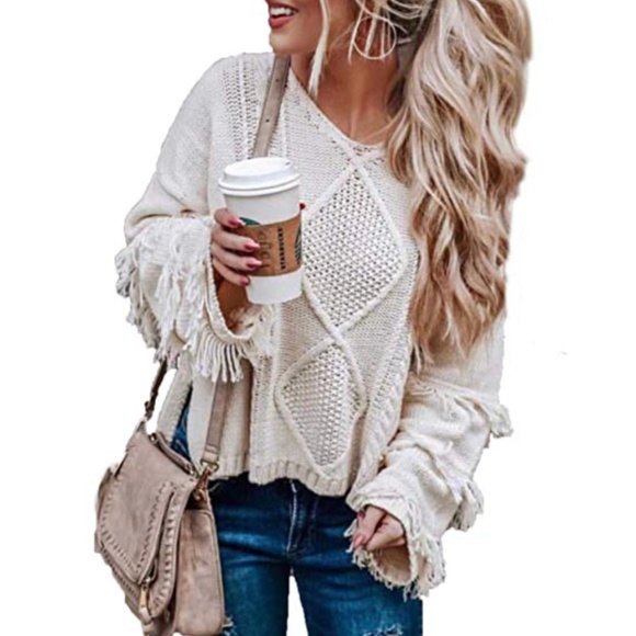 CANDI Fringe Sleeve Sweater - Picture 2 of 5